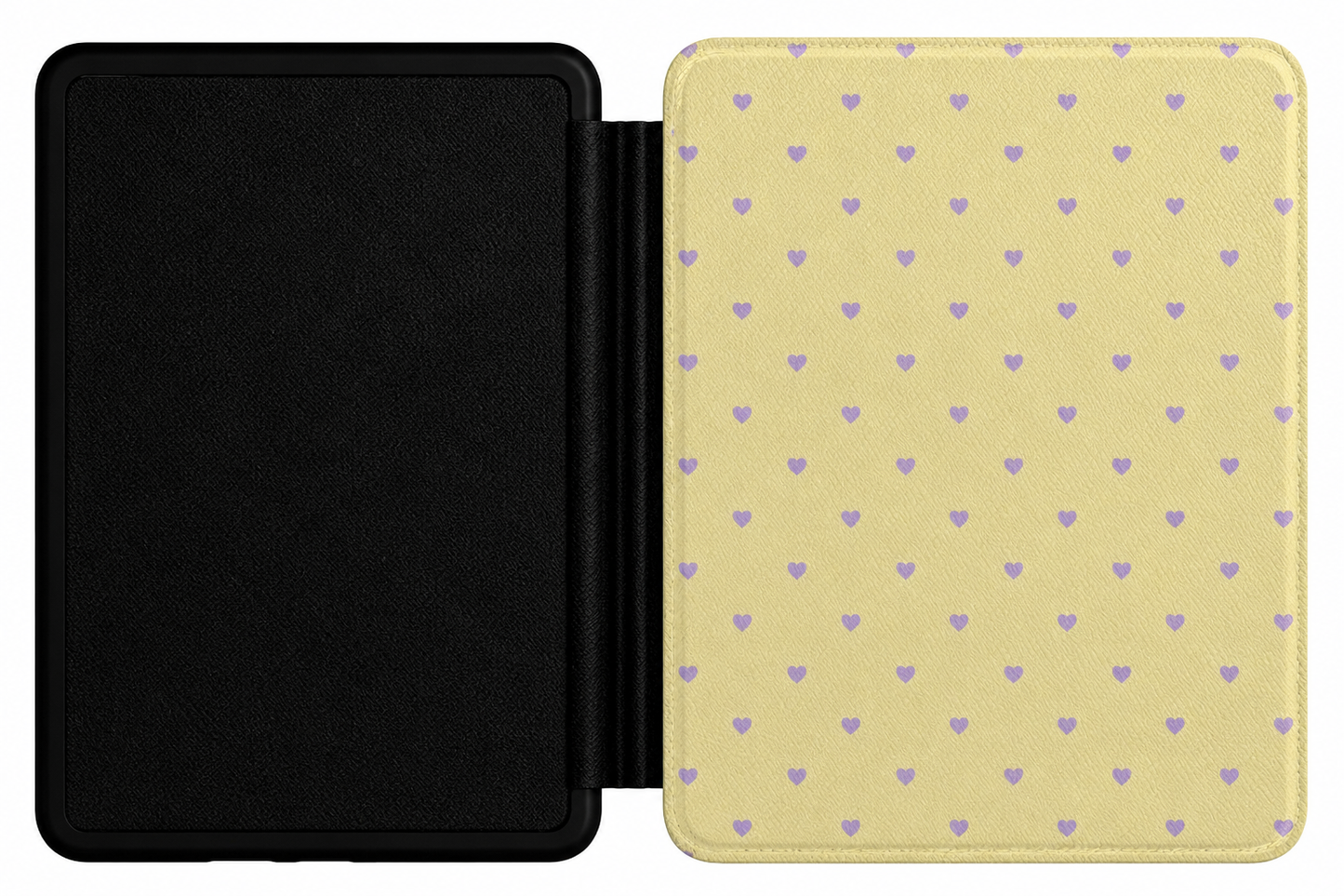 Lilac Hearts Kindle case front cover — lilac and hearts print