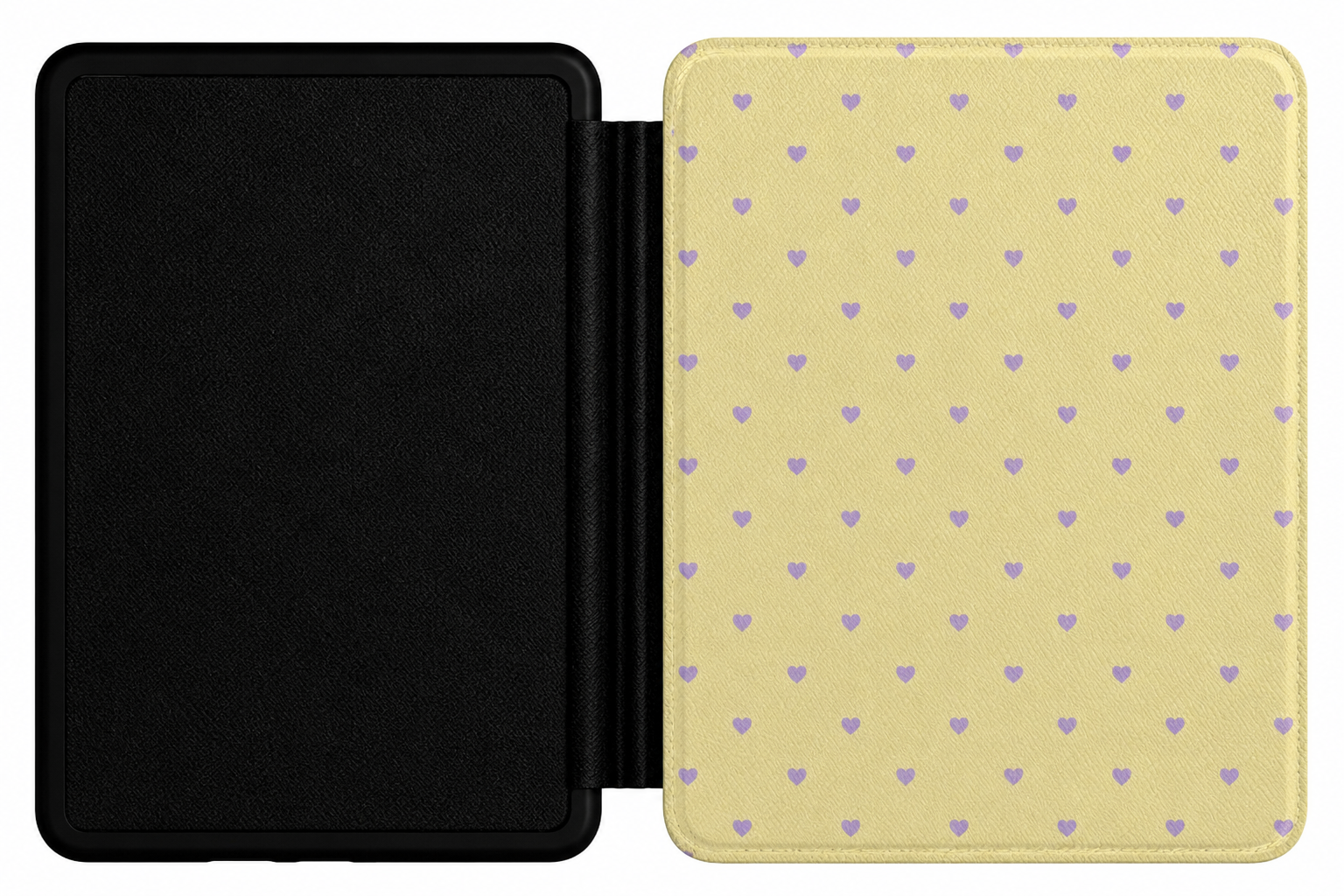 Lilac Hearts Kindle case front cover — lilac and hearts print