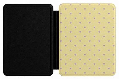 Lilac Hearts Kindle case front cover — lilac and hearts print