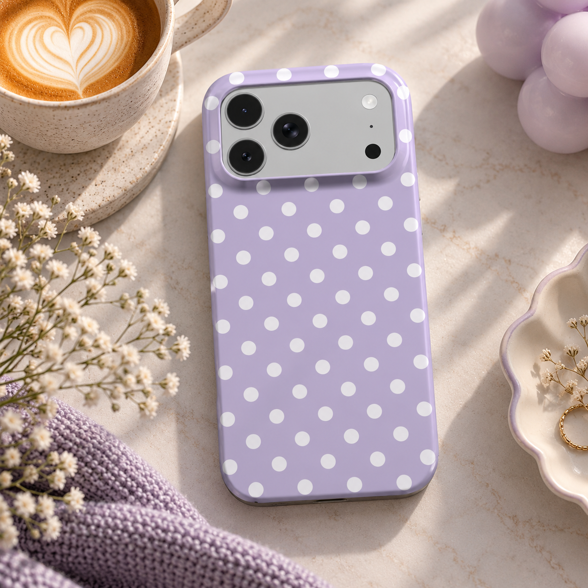 Lilac Polka Dot Phone Case