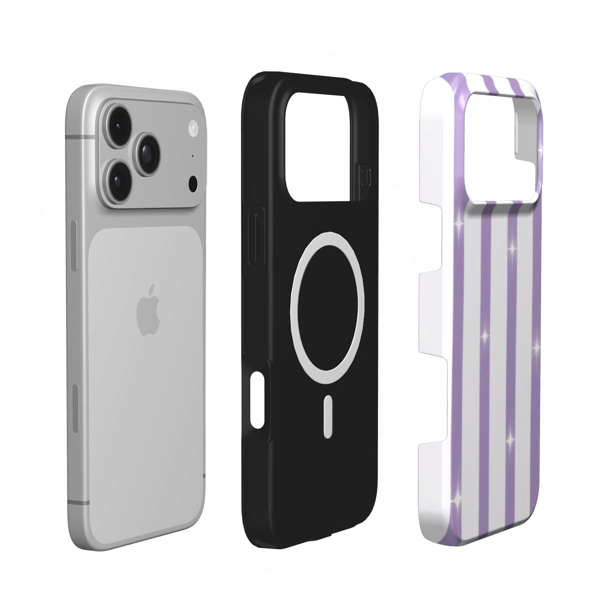 Lilac Sparkle Stripe phone case – MagSafe iPhone case, second detail view