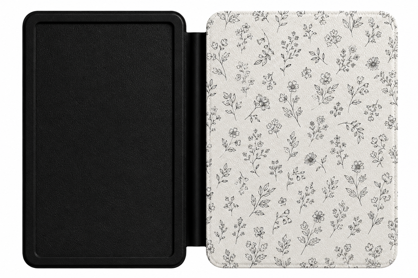 Close-up of Line Art Wildflower Saffiano Kindle case