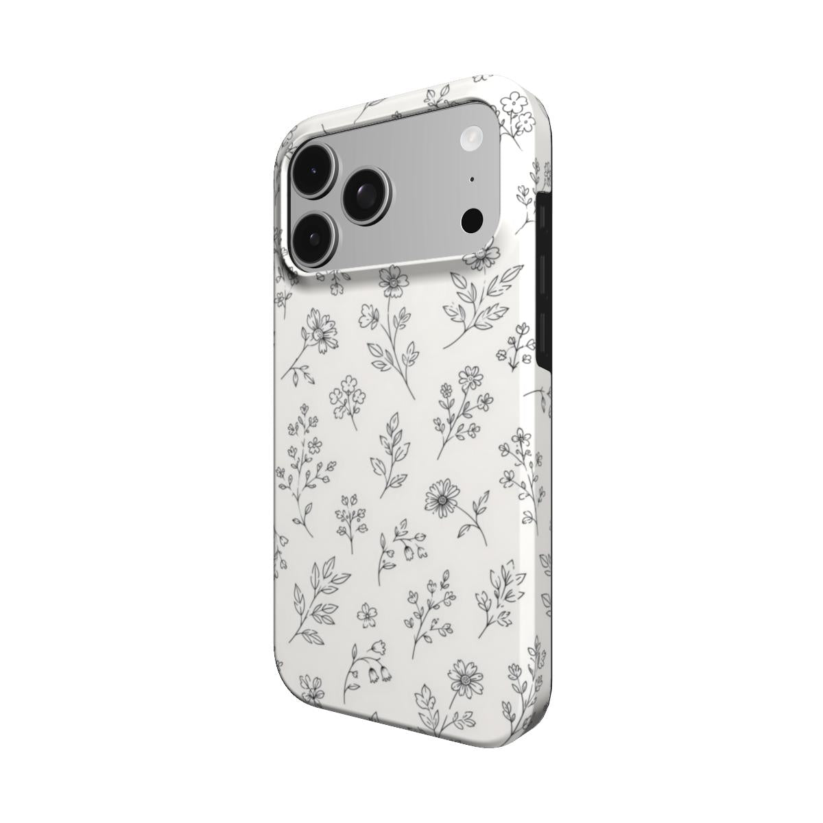 Line Art Wildflower phone case – MagSafe iPhone case, angled view