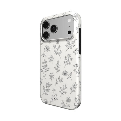 Line Art Wildflower phone case – MagSafe iPhone case, angled view