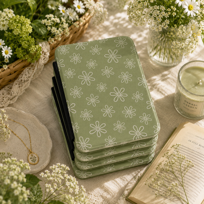 Close-up of Line Daisy Saffiano Kindle case