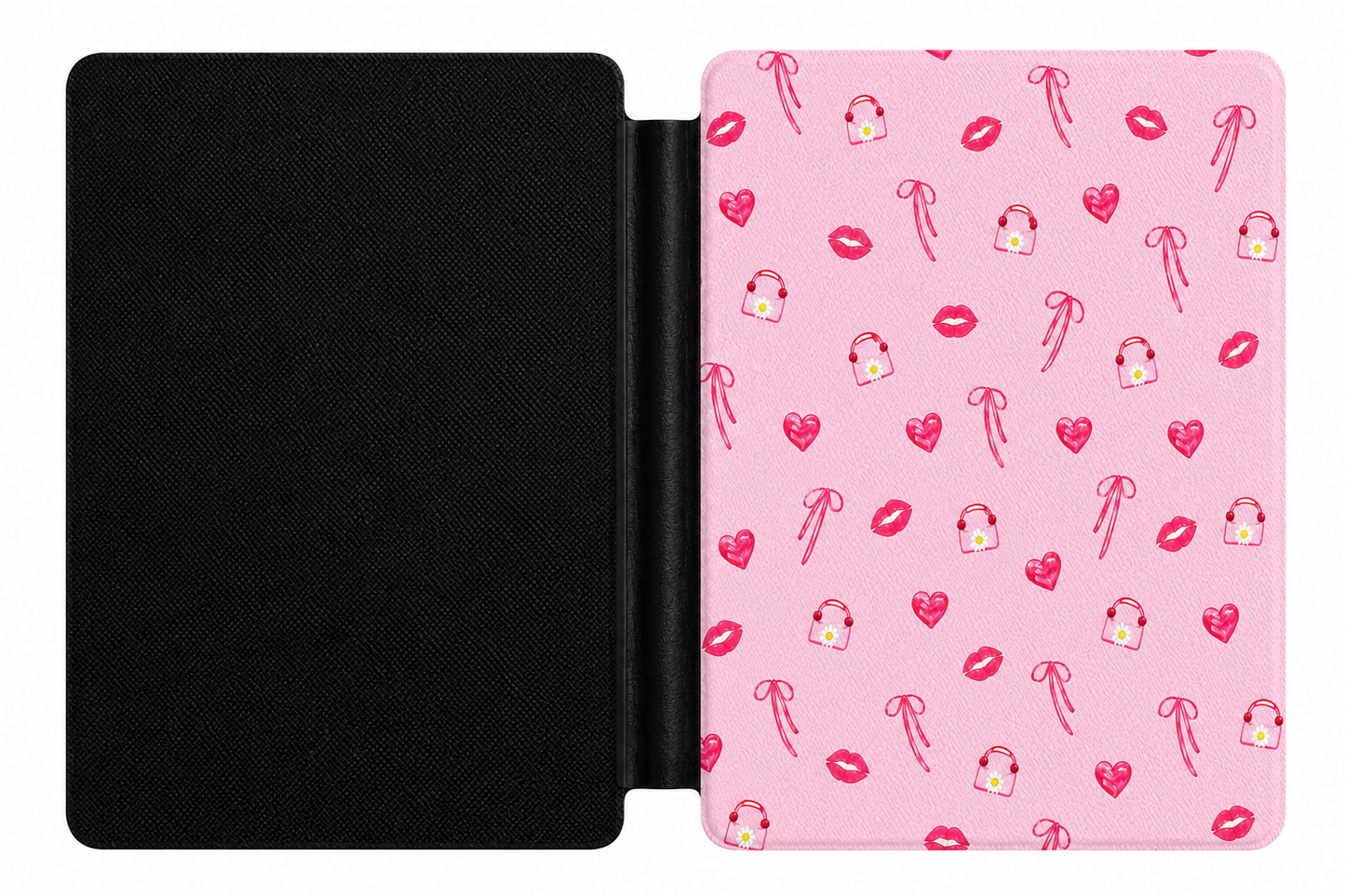 Close-up of Lips and Bows Saffiano Kindle case