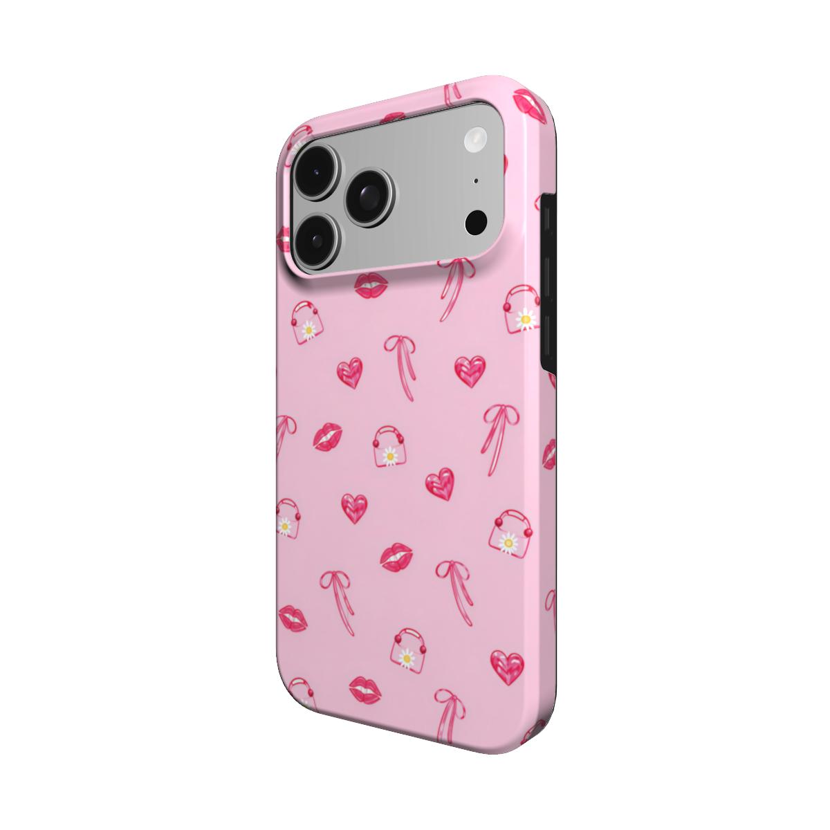 Lips & Bows phone case – MagSafe iPhone case, angled view