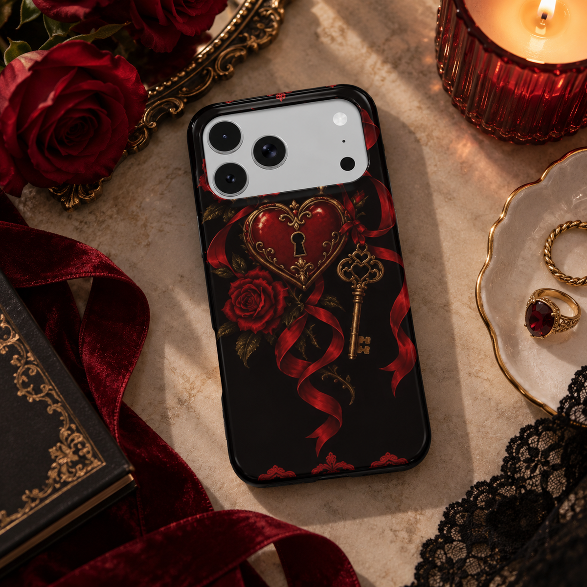 Locked Heart phone case – MagSafe iPhone case, lifestyle photo