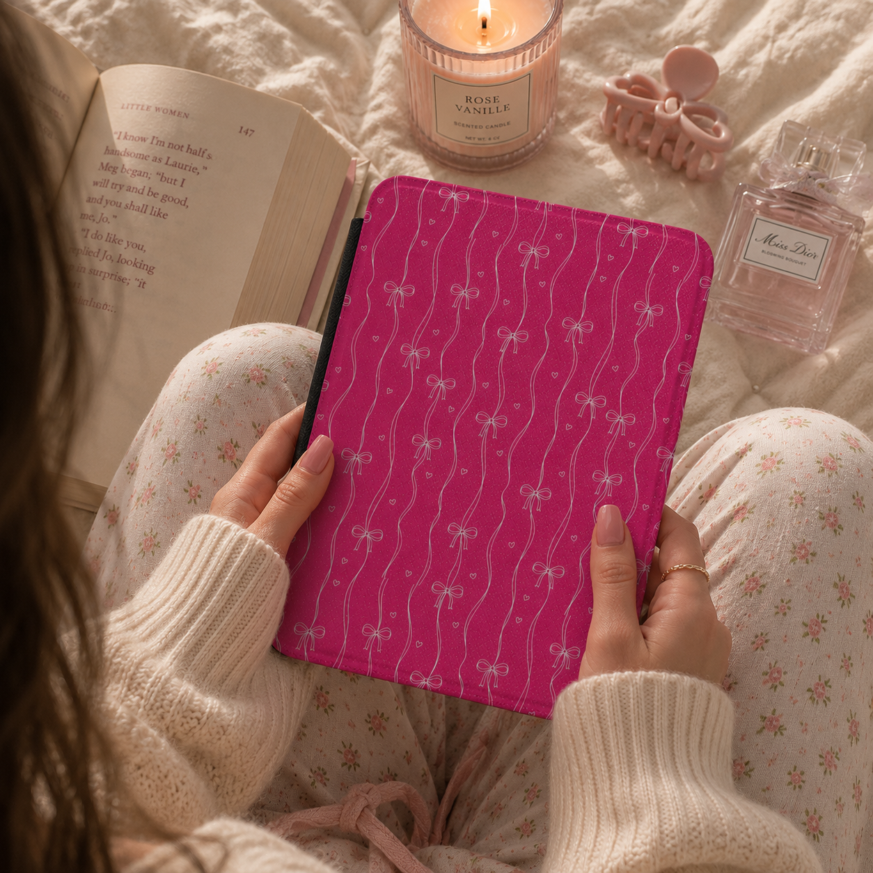 Magenta dandelion Kindle case front cover close-up — Jardin Secret wishes print