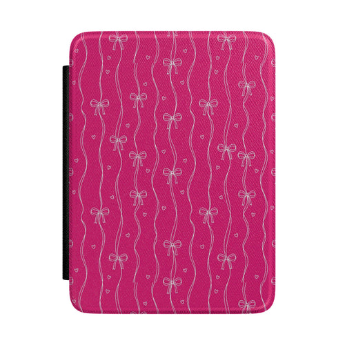 Magenta dandelion print Kindle Paperwhite case front cover — Jardin Secret botanical gift