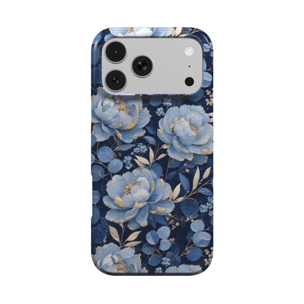 Midnight Blue Peony phone case – MagSafe iPhone case, front view