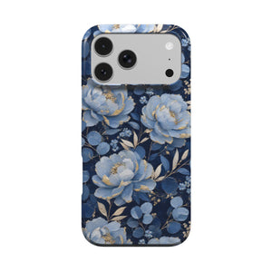 Midnight Blue Peony Phone Case