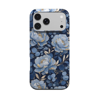 Midnight Blue Peony phone case – MagSafe iPhone case, front view