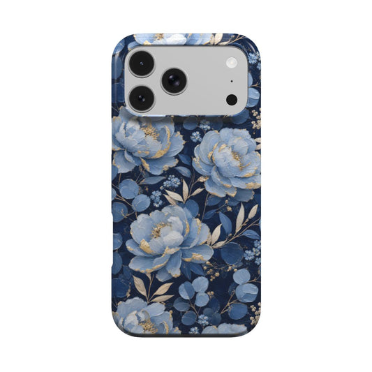 Midnight Blue Peony phone case – MagSafe iPhone case, front view