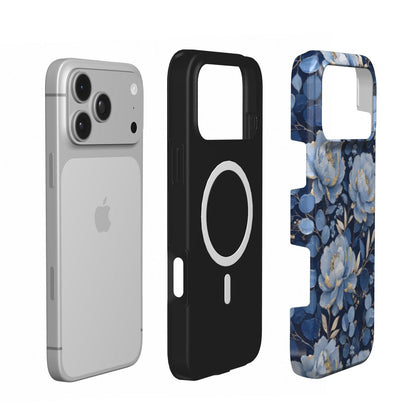 Midnight Blue Peony phone case – MagSafe iPhone case, second detail view