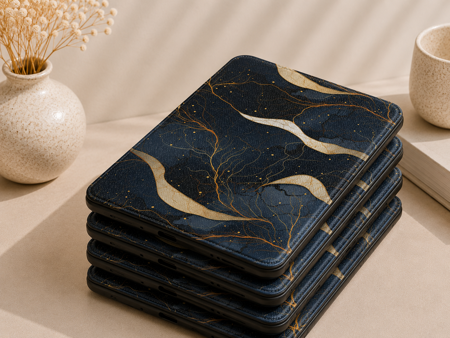 Midnight gold marble Kindle case — additional view