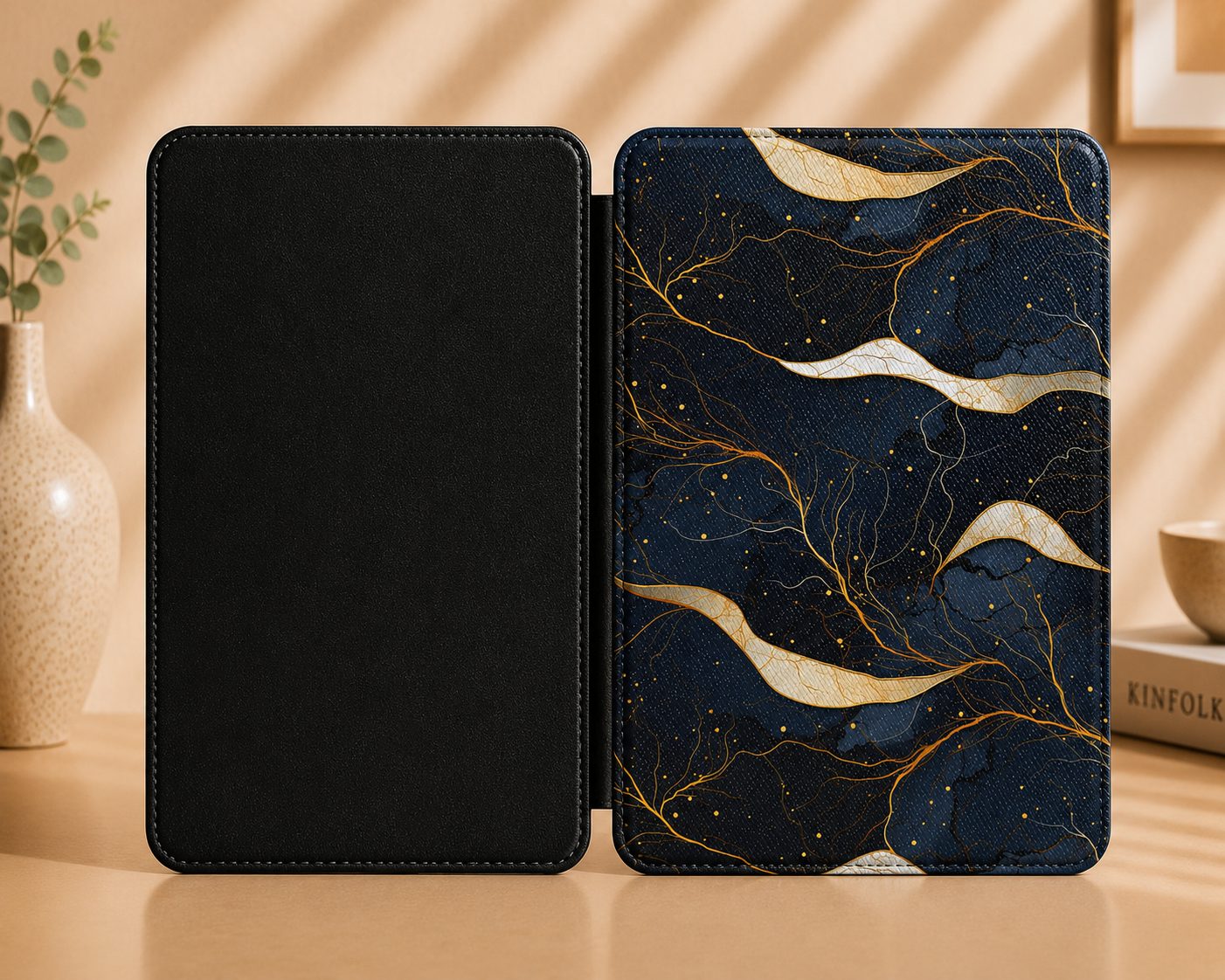 Midnight gold marble Kindle case — additional view