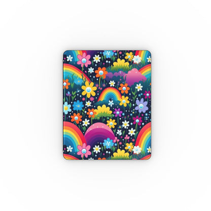 Midnight rainbow garden iPad case open, showing the stand fold and interior