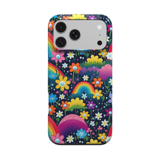 Midnight Rainbow Garden phone case – MagSafe iPhone case, front view