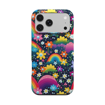 Midnight Rainbow Garden phone case – MagSafe iPhone case, front view