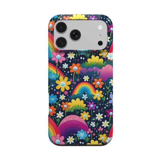 Midnight Rainbow Garden phone case – MagSafe iPhone case, front view