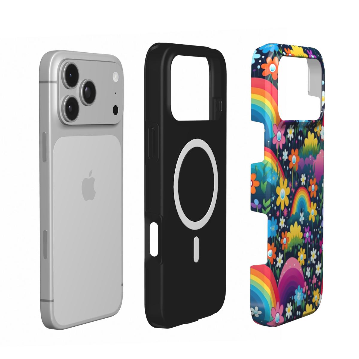 Midnight Rainbow Garden phone case – MagSafe iPhone case, second detail view