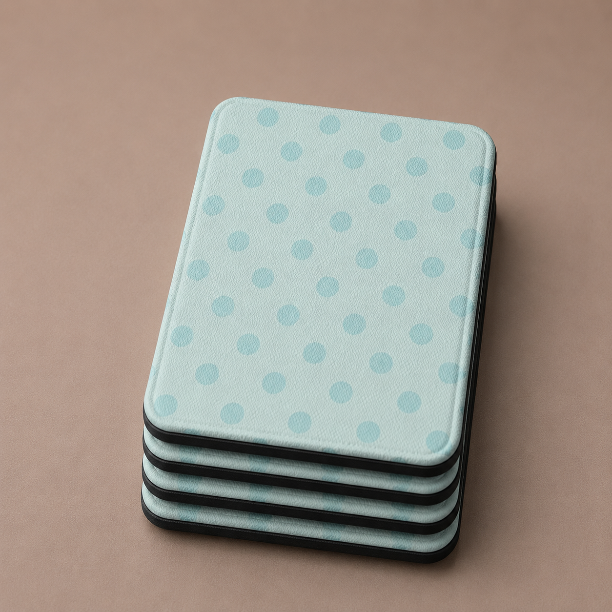 Mint polka dot Kindle case with elastic hand strap — Quiet Bookish duck egg print