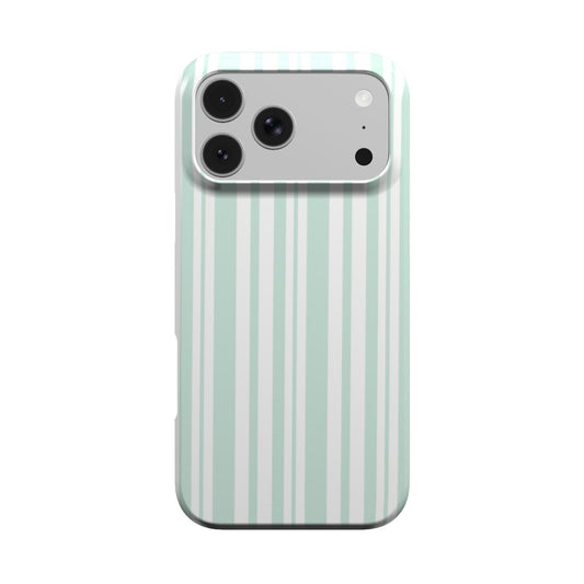 Mint Ticking Stripe phone case – MagSafe iPhone case, front view