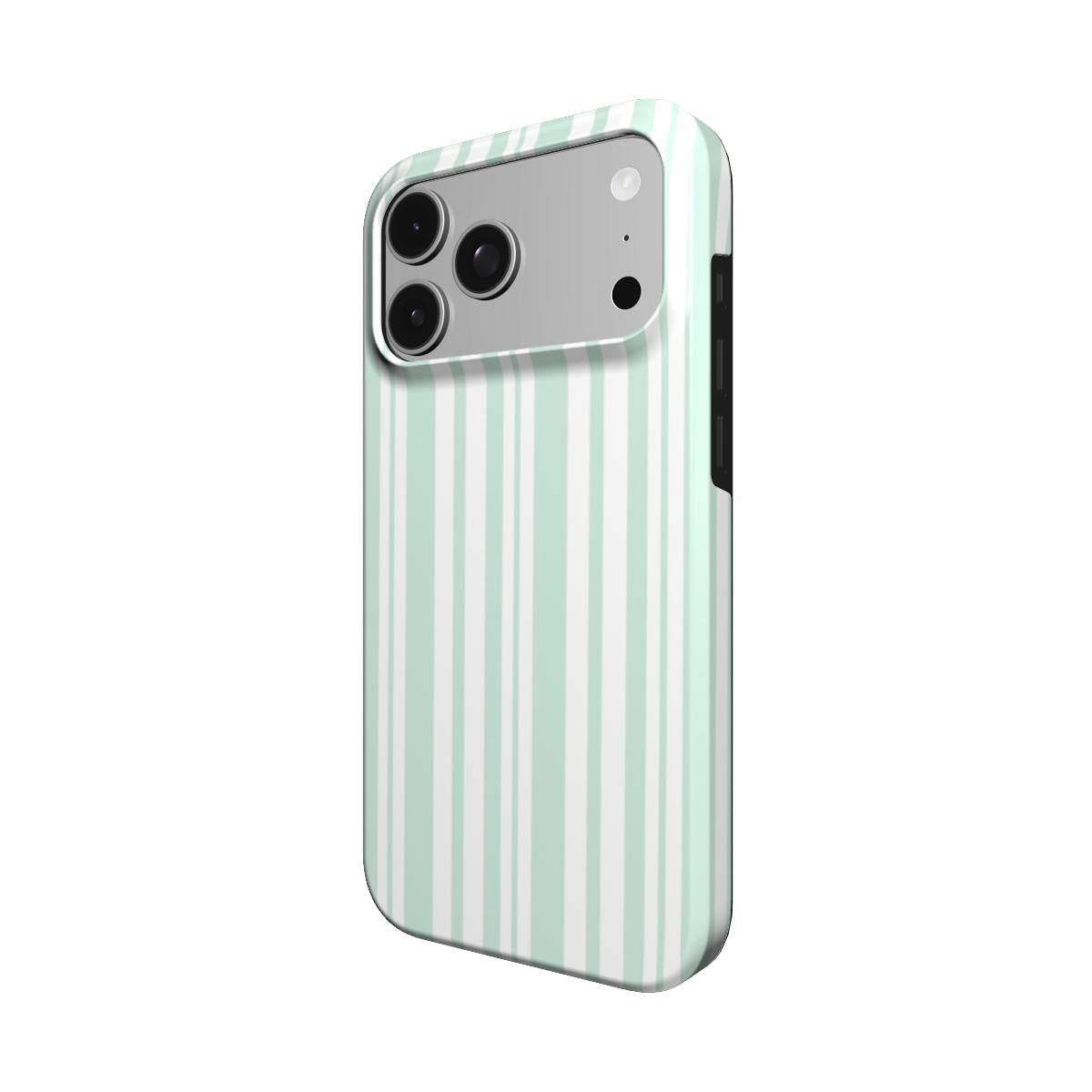 Mint Ticking Stripe phone case – MagSafe iPhone case, detail view