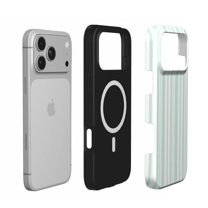 Mint Ticking Stripe phone case – MagSafe iPhone case, second detail view