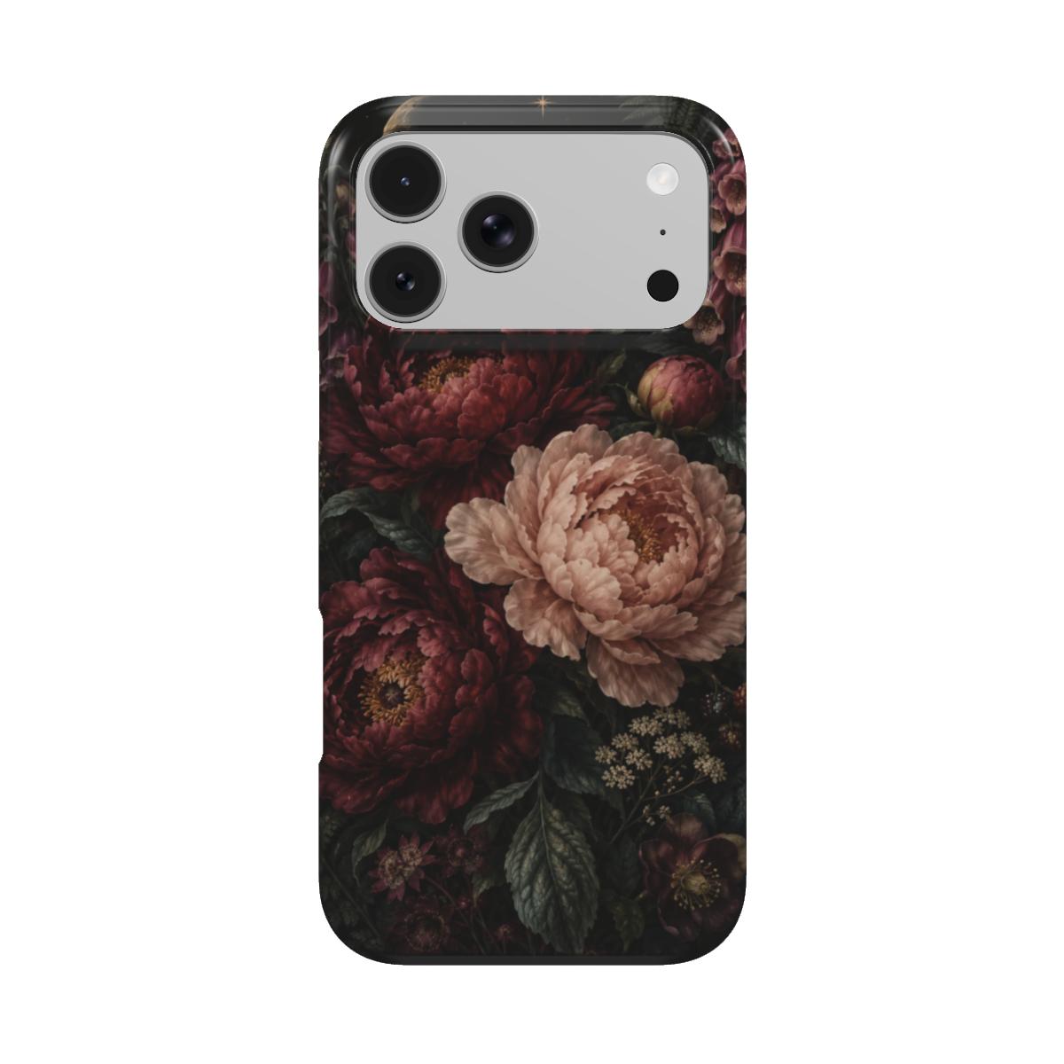 Moonlit Peony Garden phone case – MagSafe iPhone case, front view