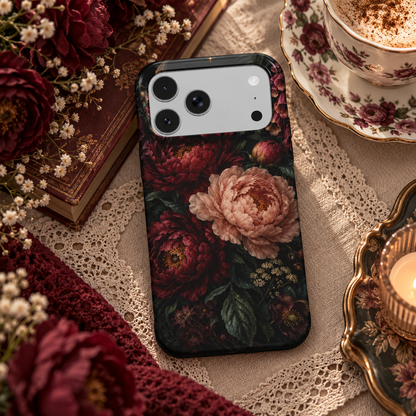 Moonlit Peony Garden phone case – MagSafe iPhone case, lifestyle photo