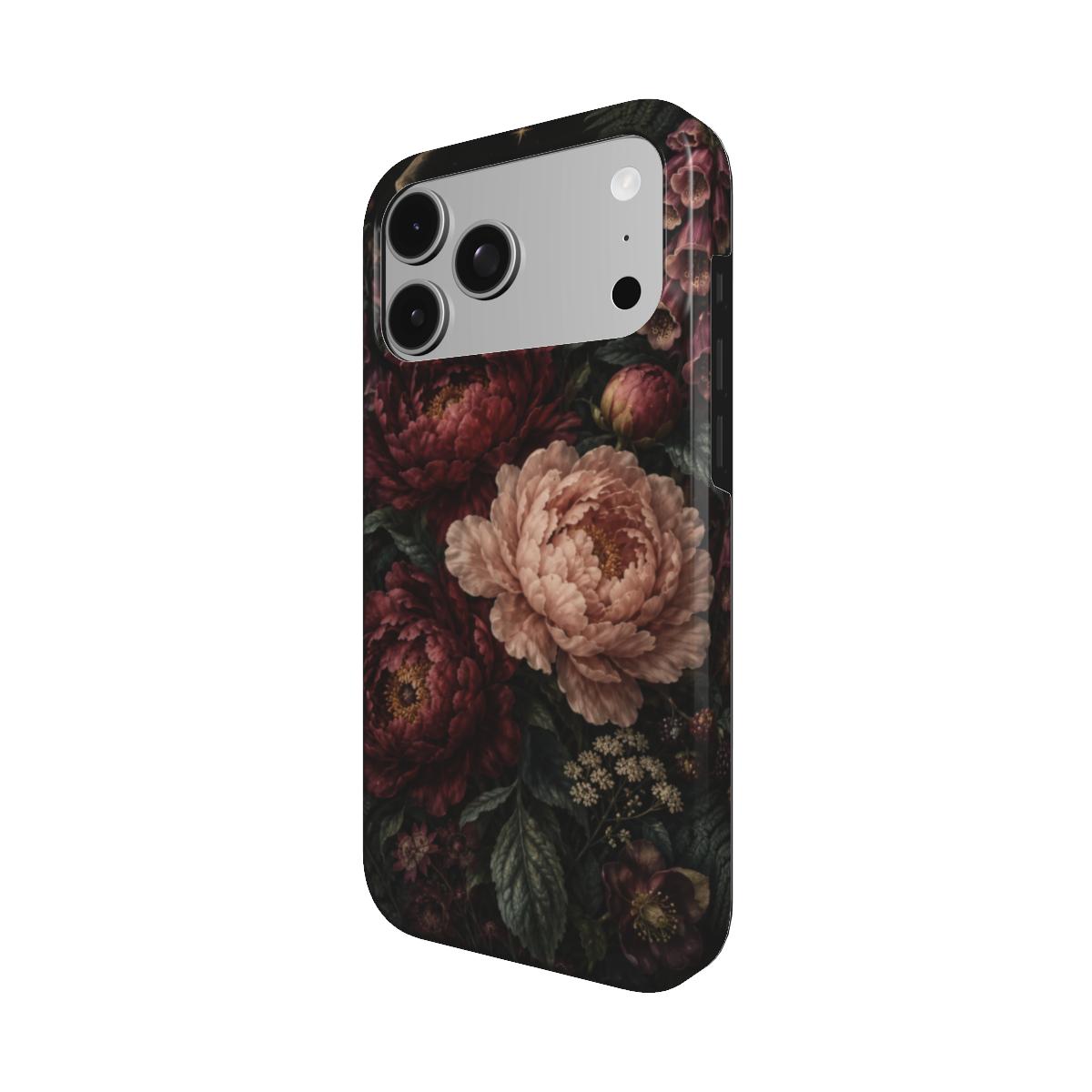 Moonlit Peony Garden phone case – MagSafe iPhone case, detail view