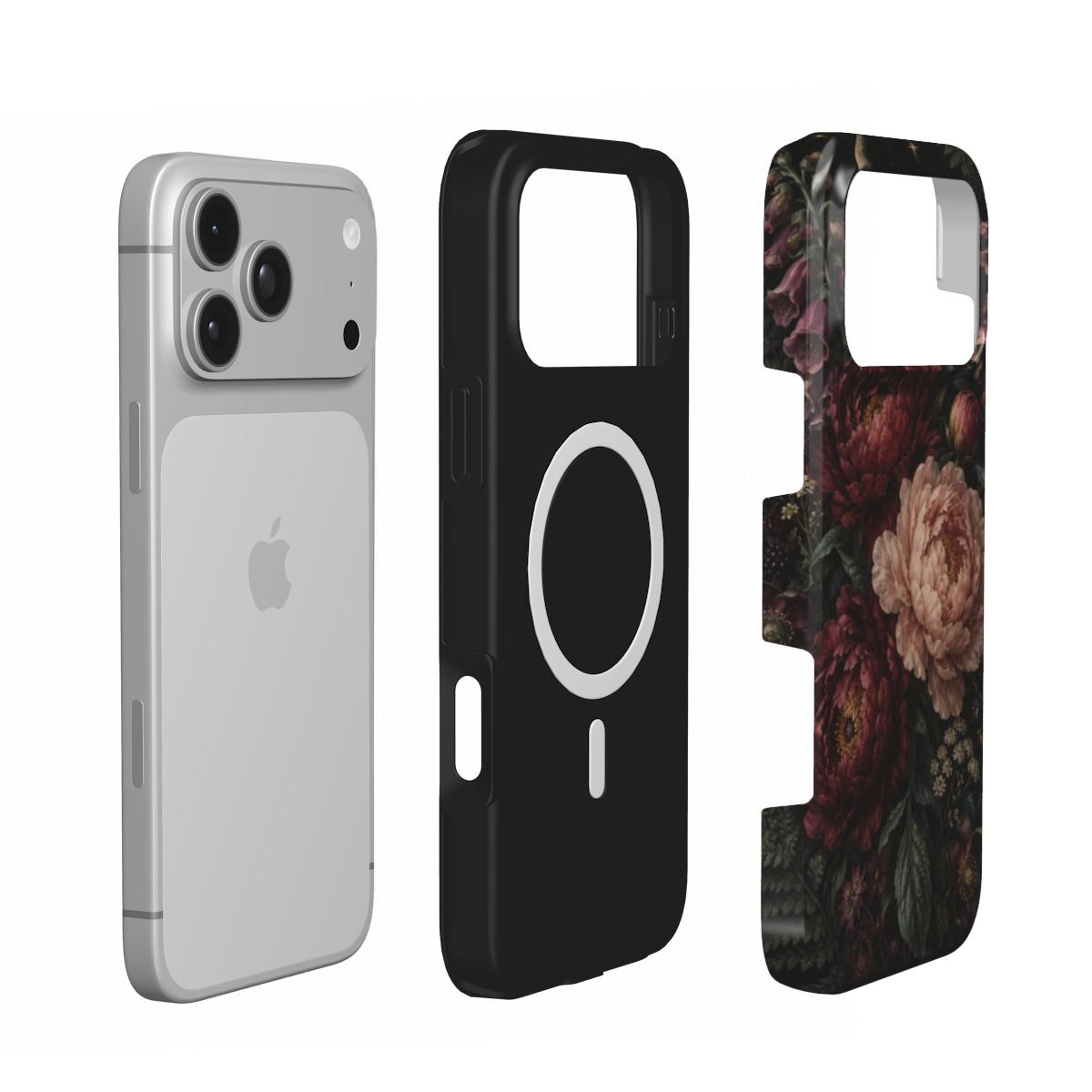 Moonlit Peony Garden phone case – MagSafe iPhone case, second detail view