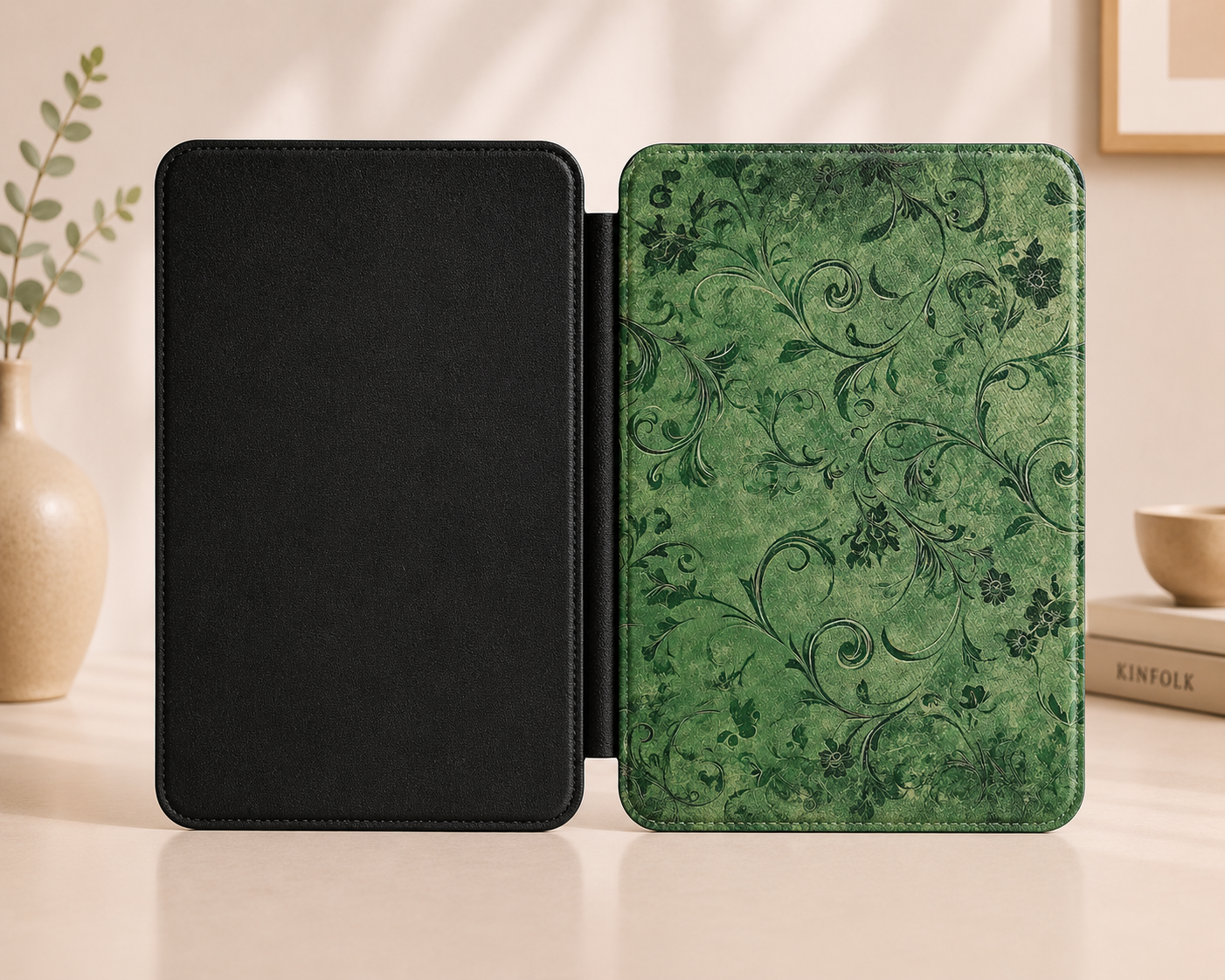 Moss damask Kindle case — additional view