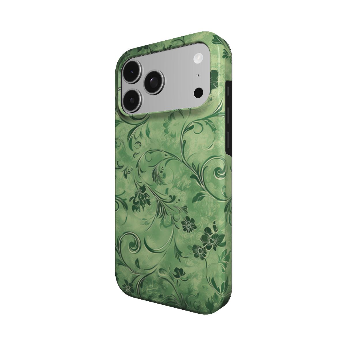 Moss Damask phone case – MagSafe iPhone case, detail view