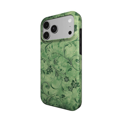 Moss Damask phone case – MagSafe iPhone case, detail view