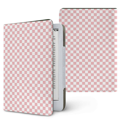 Blush Check Kindle case — pink check, printed front and back