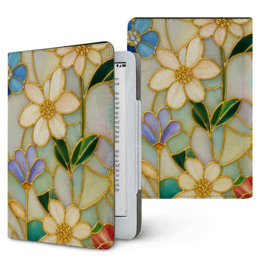 Stained Glass Floral Kindle case — stained glass floral, printed front and back