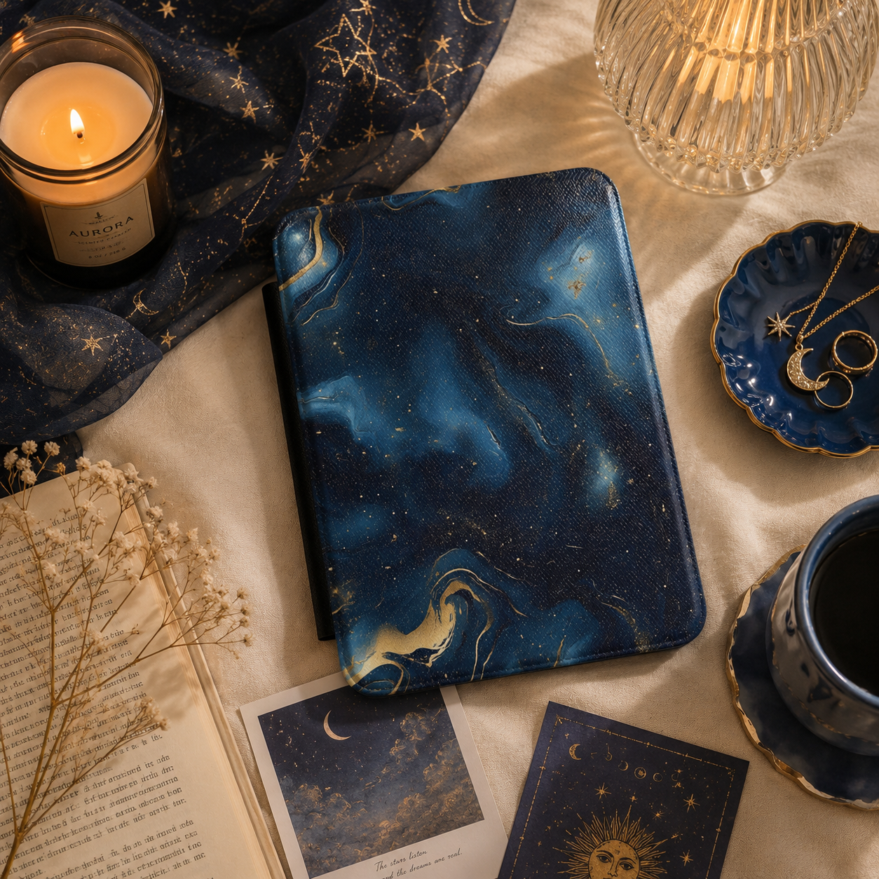 Navy gold marble Kindle case — additional view
