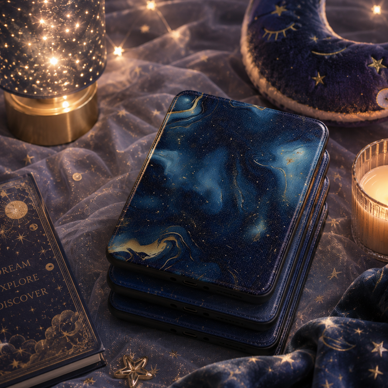 Navy gold marble Kindle case — additional view