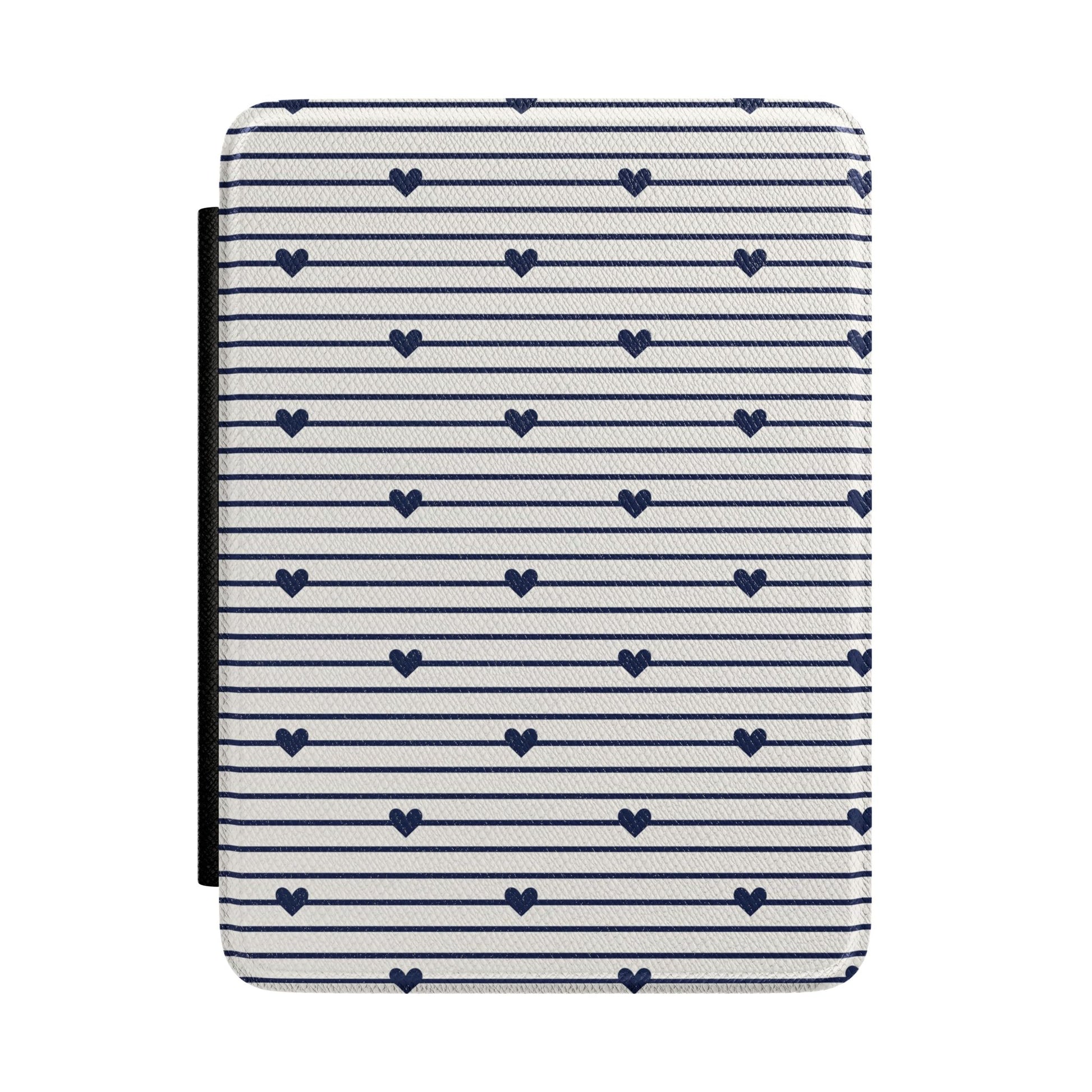 Navy Stripe Hearts Kindle case — navy stripe and hearts print