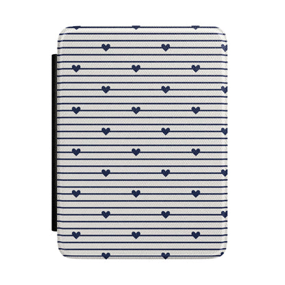 Navy Stripe Hearts Kindle case — navy stripe and hearts print
