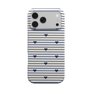Navy Stripe Hearts Phone Case