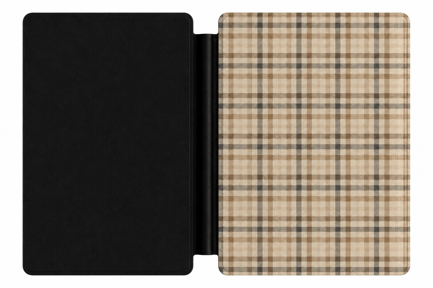 Neutral Tartan Kindle case front cover — neutral tartan plaid print