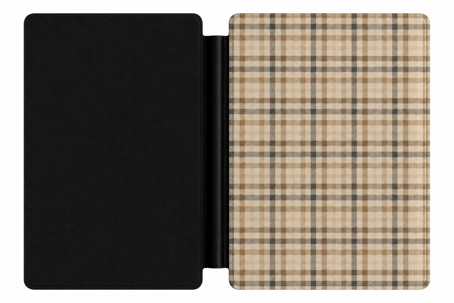 Neutral Tartan Kindle case front cover — neutral tartan plaid print