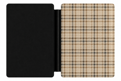 Neutral Tartan Kindle case front cover — neutral tartan plaid print