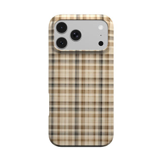 Neutral Tartan phone case – MagSafe iPhone case, front view