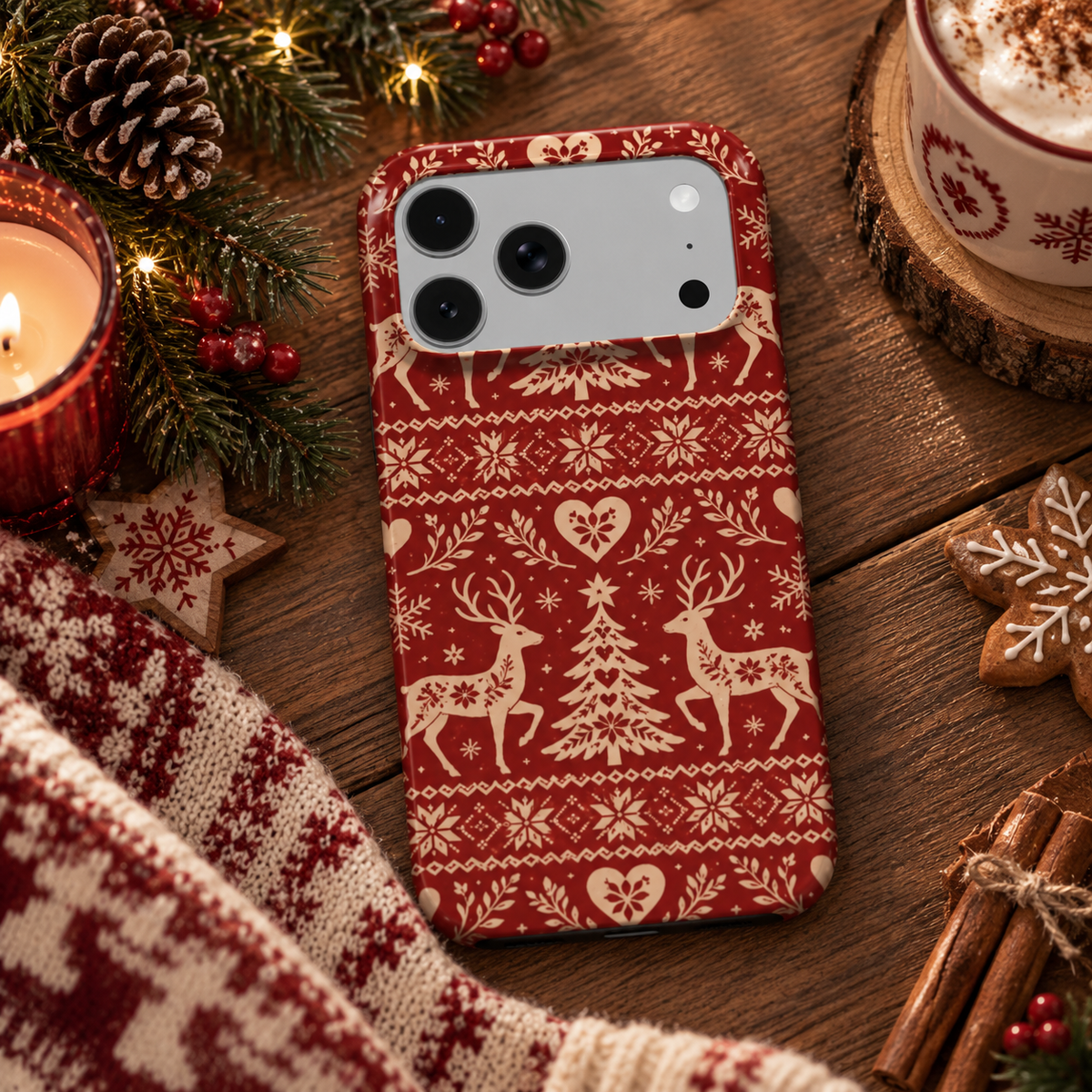 Nordic Reindeer phone case – MagSafe iPhone case, lifestyle photo