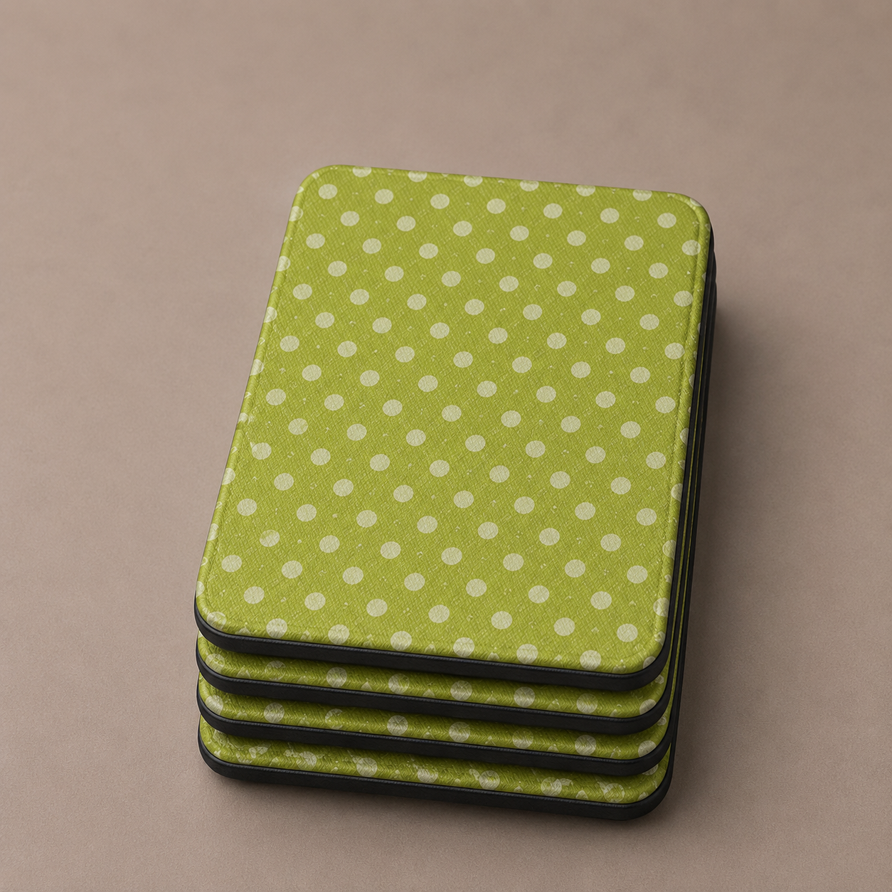 Olive green polka dot Kindle case front cover close-up — Quiet Bookish retro print